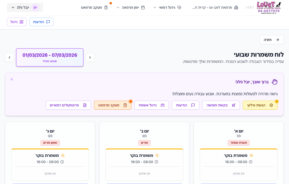 לוח משמרות שבועי